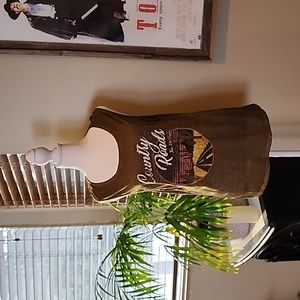 Country Road take me home tank, forest green, size Medium